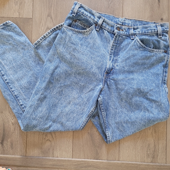 Vintage Orange Tab Levi's Medium Acid Wash Straight Leg Jeans - Picture 3 of 5